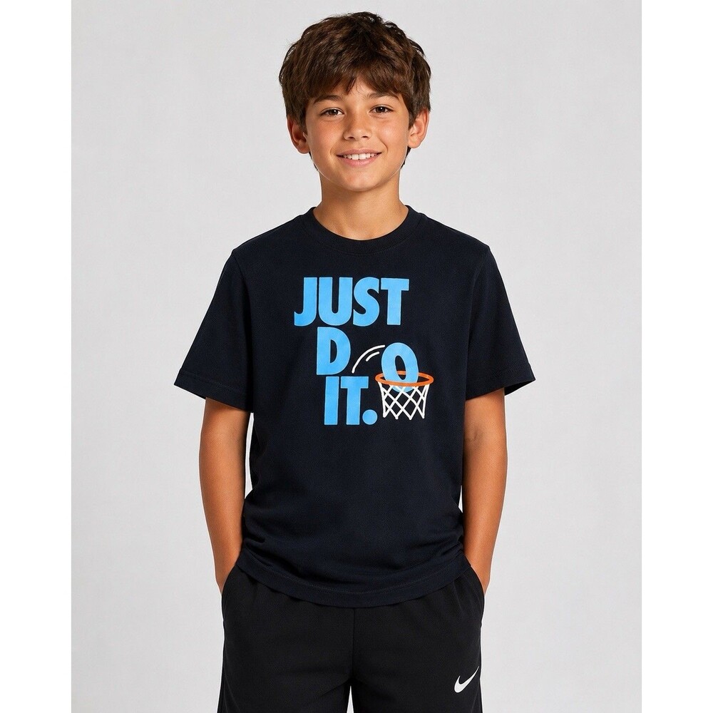 Nike Youth Boys Just Do It Basketball Graphic T-Shirt Navy Blue Size Large L